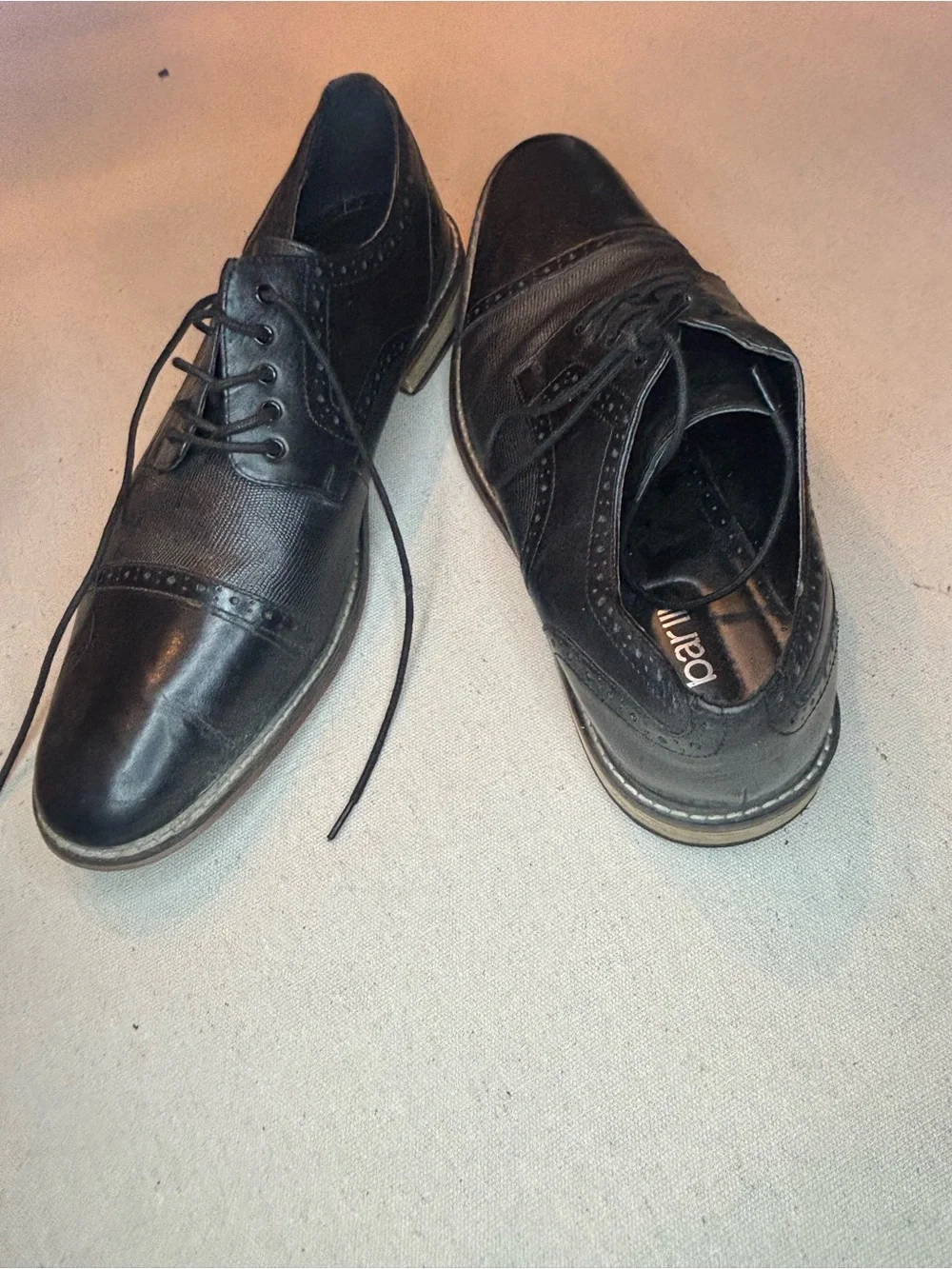 Bar III Black Leather Cap-Toe Derby Shoes